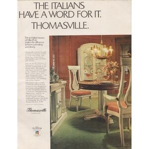 Thomasville Italian Villa Este Dining Room MCM Furniture‎ Vintage Print Ad 1970